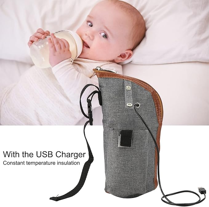 AUNMAS USB Bottle Warmer Heating Bag, Portable Travel Mug Milk Heater Feeding Bottle Infant Storage Bag