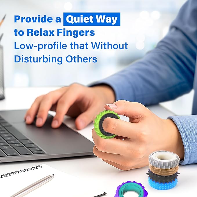 Fidget Toys Adults Sensory Rings: 24 Pack Texture Spinner Rings - Stress Relief Sensory Toys for Kids ADHD - Quiet Desk Fidgets for Classroom Stocking Stuffer for Adults Boys Girls