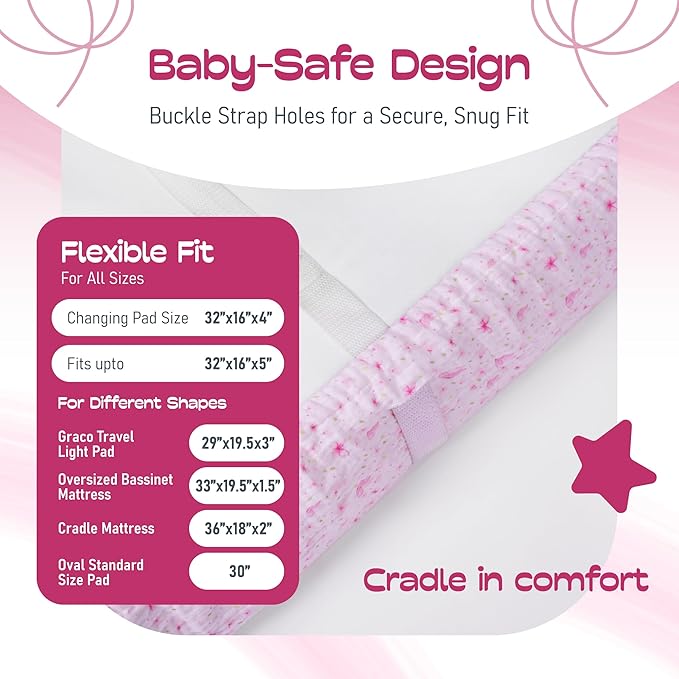 100% Muslin Changing Pad Cover Ultra Soft, Breathable, Secure Fit, Fade-Resistant Prints for Boys and Girls (Pack 2)