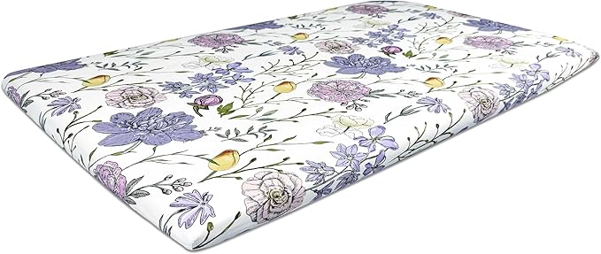 AMROSE 3 Pack Soft Mini Crib Sheets, Microfiber Pack N Play Sheets Set for Baby Girls, Silk Touch Gentle Playard Sheet Portable Crib Sheet, Violet