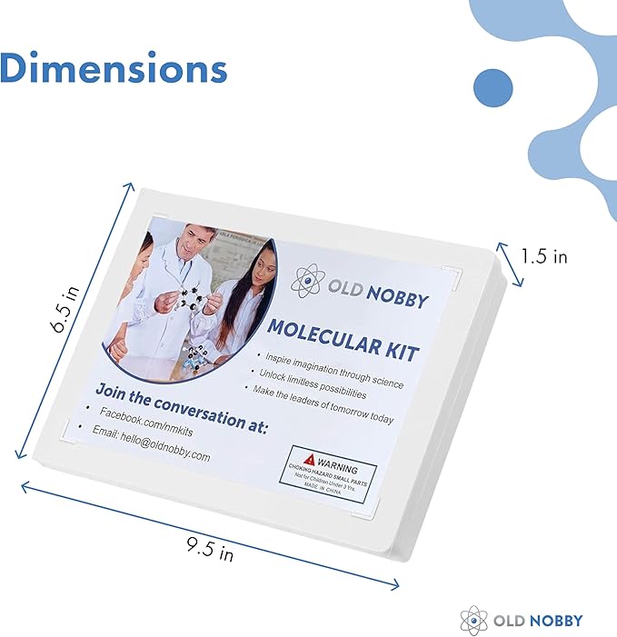 OLD NOBBY Organic Chemistry 239 Piece Model Kit - Molecular Model Kit with Atoms, Bonds, Instructional Guide, Bond Removal Tool, and Bonus Molecular Stencil