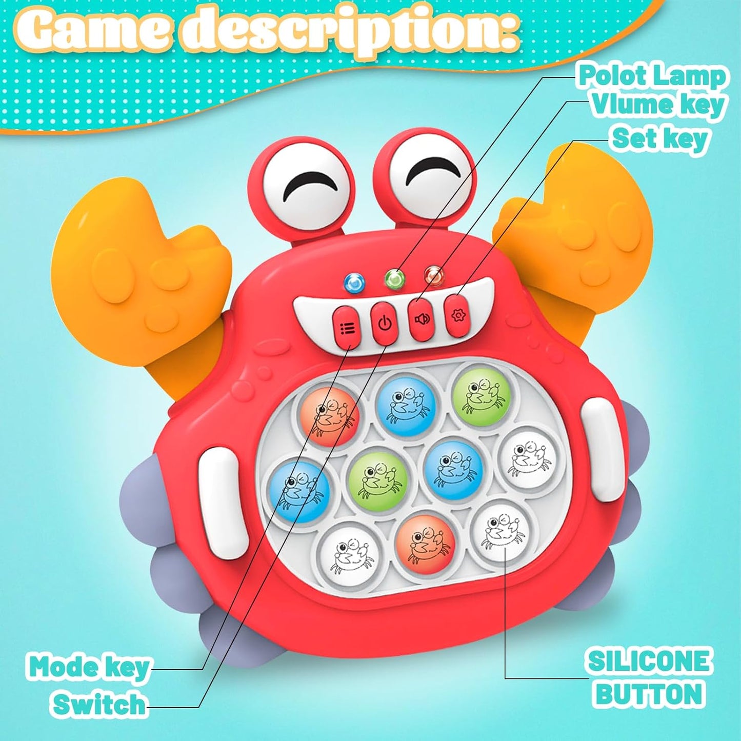 Fast Push Game, Pop Bubble Fidget Toy Quick Push Light Up Popping Game Toys for Ages 4-12, Birthday Gifts for Boys & Girls & Teens