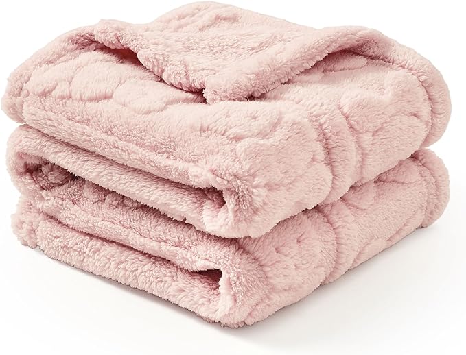 CREVENT 30"X40" Cozy Soft Warm Sherpa Baby Blanket for Girls Boys, Newborn Essentials for Infant, Baby Shower Receiving Gift - Pink Bear 75X100cm
