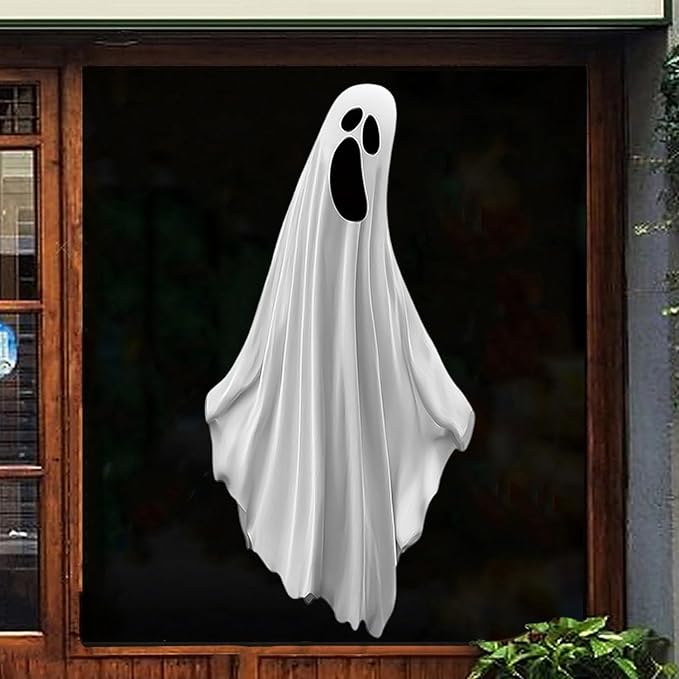 Halloween Window Clings for Glass 1 Sheets Ghost Reusable Window Decals Spooky Window Stickers for Halloween Fall Party Supplies Home School Office Glass Decorations