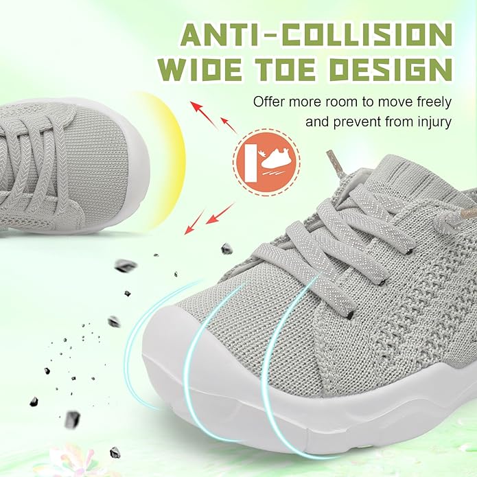 JIASUQI Toddler Shoes for Boys Girls Slip on Sneakers Wide Toe Walking Shoes Toddler Sock Shoes