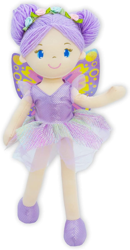 June Garden 16" Enchanted Garden Fairy Doll Yaritza - Plush Stuffed Soft Doll Girl Gift - Purple Outfit and Wings