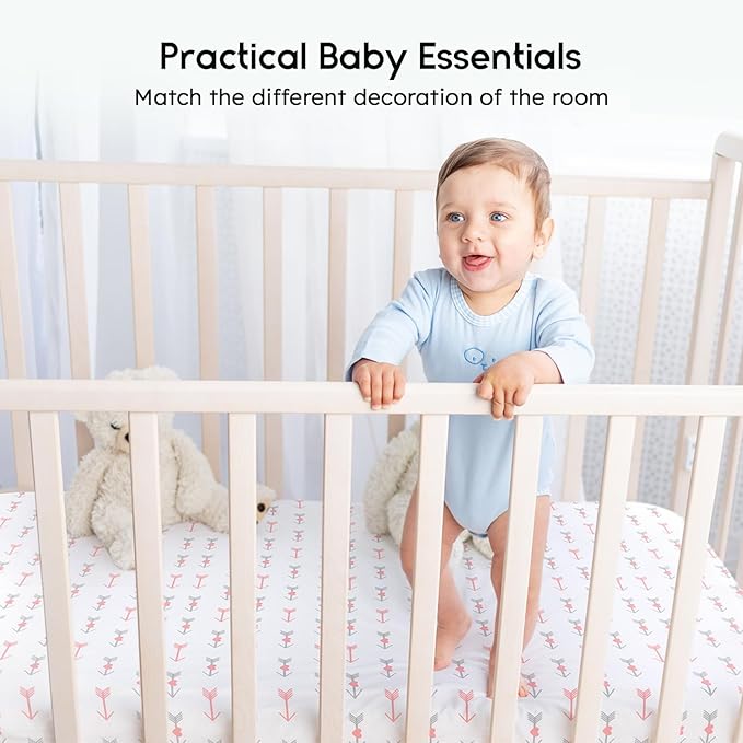 Yoofoss Baby Crib Sheets for Boys Girls, Fitted Crib Sheet 2 Pack for Standard Crib and Toddler Mattress, Super Soft Microfiber Baby Sheet 28x52x8in(Arrow)