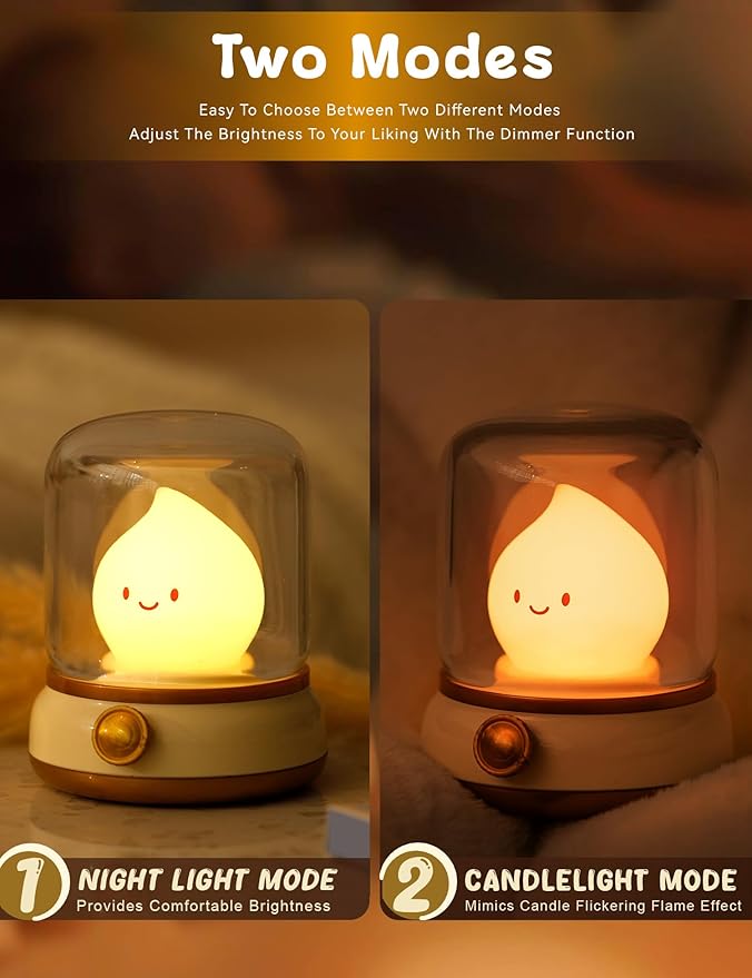Christmas Gifts for Teens Flame Lamp, Christmas Decor,Kids Night Light，Adjustable Dimmable Rechargeable Night Light for Kids, Girls, Boys Gifts,Christmas Decorations