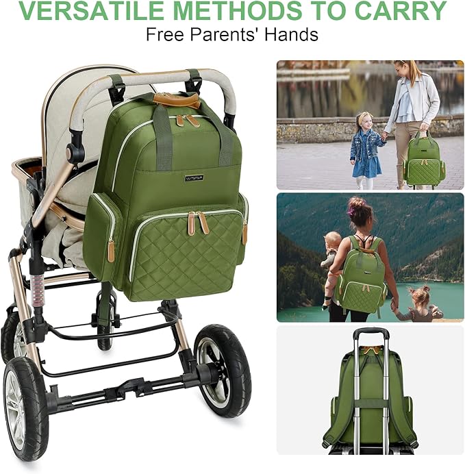 Diaper Bag Backpack with Changing Station, Baby Diaper Bag Organizer for Moms Dads Large Baby Changing Bags