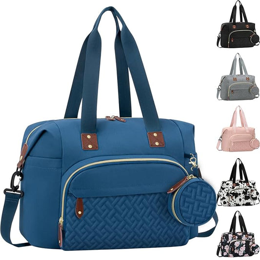 Diaper Bag Tote, Baby Bag Travel Diaper Tote Bag with Pacifier Case, Cute Maternity Hospital Baby Stylish Diaper Tote for Mom Dad Medium Size, Blue