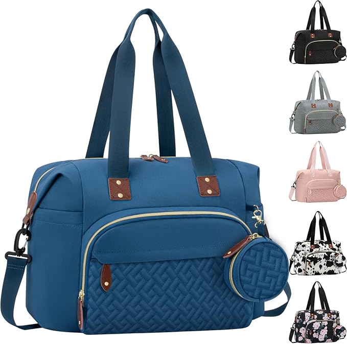 Diaper Bag Tote, Baby Bag Travel Diaper Tote Bag with Pacifier Case, Cute Maternity Hospital Baby Stylish Diaper Tote for Mom Dad Blue