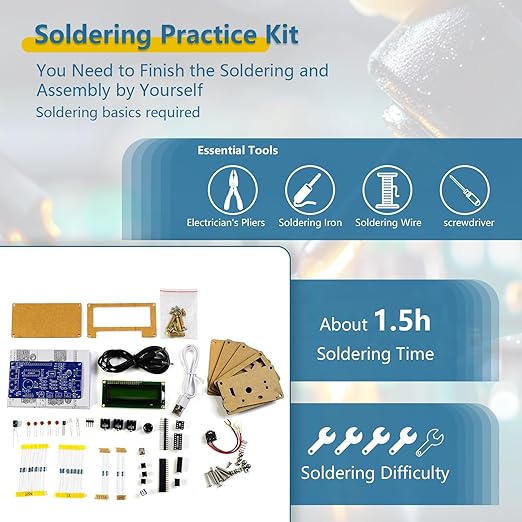 EIELE Soldering Practice Kit Morse Code Decoder CW Morse Code Practice CW Audio Input Excellent Soldering Practice Project Ideal for School Teaching and Beginners （Requires Soldering）