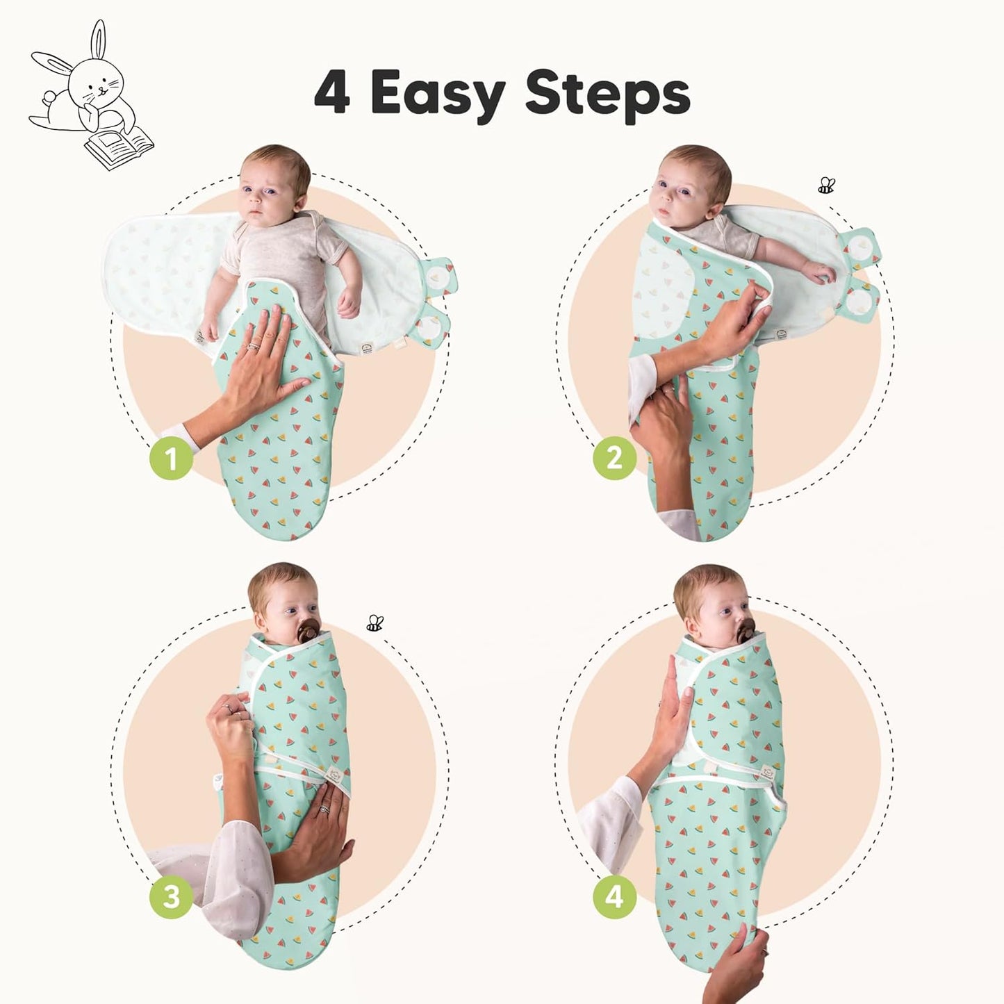 KeaBabies 3-Pack Organic Baby Swaddle Sleep Sacks - Swaddles for Newborns, Infant 0-3 Months, Baby Girls, Boys, Soft & Snug Newborn Sleep Sack, Nursery Swaddling Blankets (Beach Day)