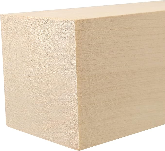 JAPCHET 12 Pieces 6 x 2 x 2 Inch Basswood Carving Blocks, Natural Unfinished Blocks for Carving, Crafting and Whittling