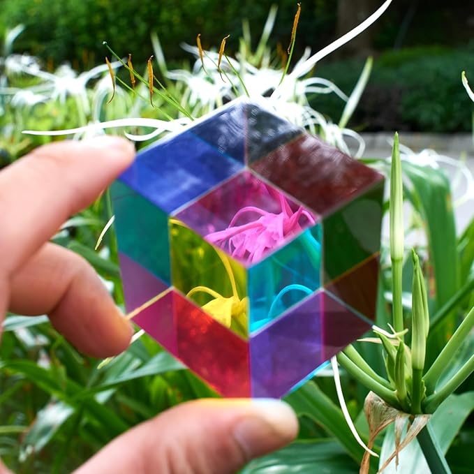 CMY Mixing Color Cube, 50mm (2 inch) Colorful Acrylic Prism for Desktop Decoration, Scientific & Educational Toys Gift for Kids, 5cm