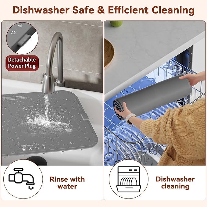 Upgrade Graphene Food Warming Mat for Countertop- Full Surface Heating, Waterproof Electric Warming Tray with 6 Temp Modes & 6H Timer for Parties, Gifts for Mom (Gray)