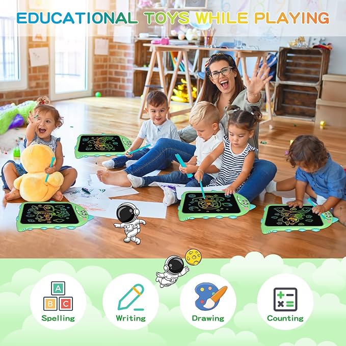 10 Inch LCD Writing Tablet for Kids, Brithday Gifts for Kids, Electronic Drawing Pad Toys, Dinosaur Drawing Pad for Toddlers Ages 2 3 4 5 6 7 Travel Learning Board (Green)