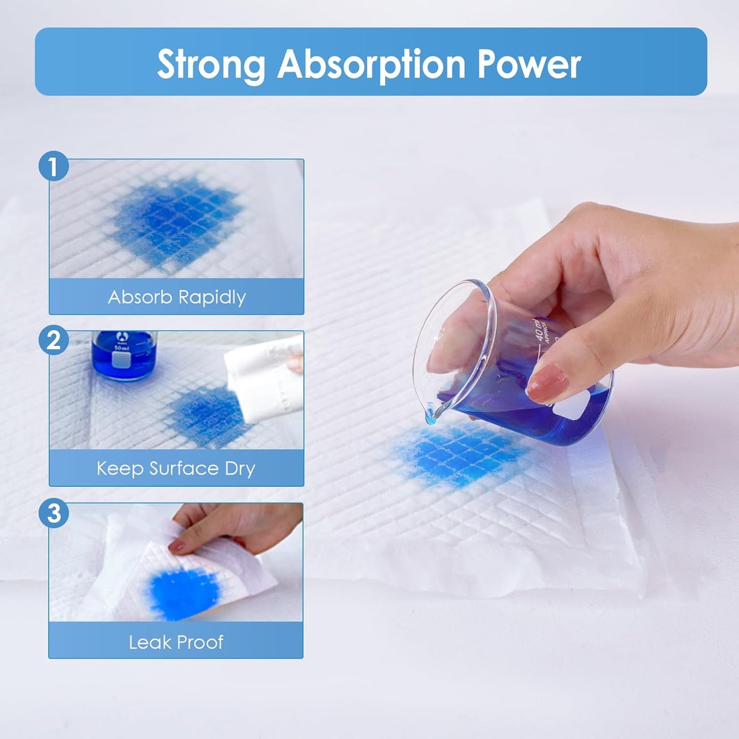 Disposable Changing Pads for Baby, 50 Pack Disposable Changing Pad Liners, Waterproof Disposable Underpads, Ultra Absorbent Super Soft Breathable Diaper Changing Mat 13 x 18 in