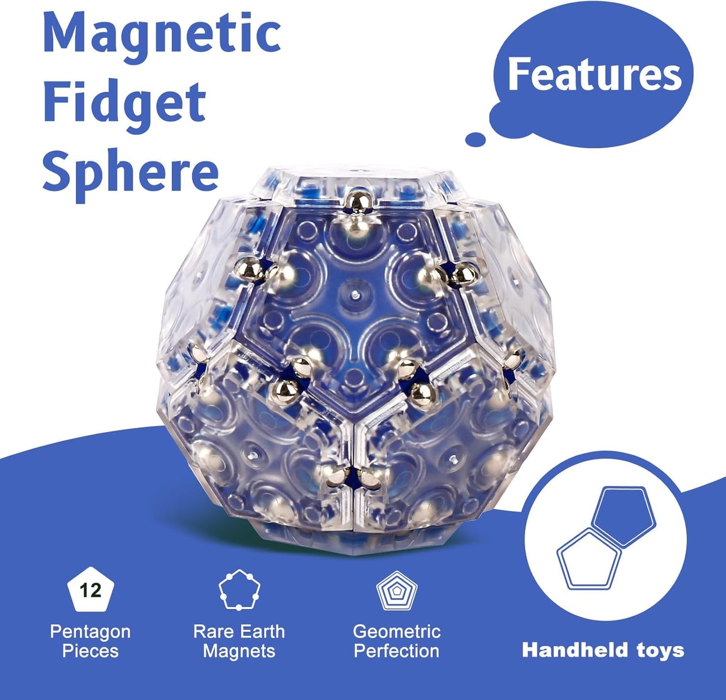 Magnetic Ball Toys, Fidget Toys,Stocking Stuffers for Adults,Gift for Teenage ,Gifts for Men，Gifts for dad,Novelty Toy Gift for Friend，12-Piece Set (Blue)