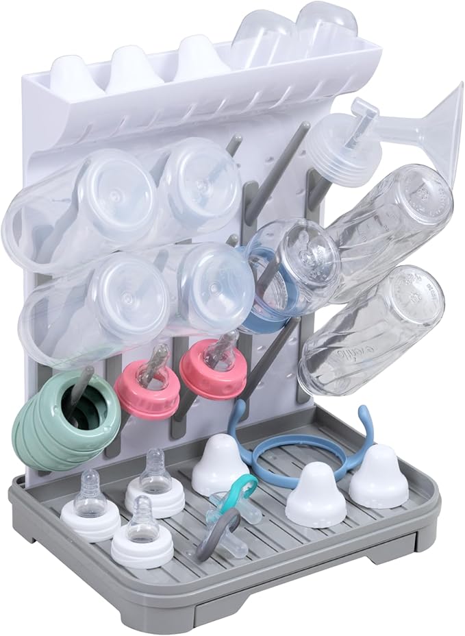 Baby Bottle Drying Rack – Large Vertical Bottle Dryer for 15 Bottles, Space-Saving Countertop Rack for Baby Bottles & Accessories, Compact Holder for Newborn Essentials