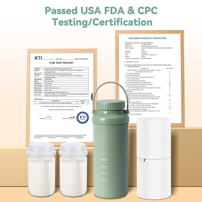 Portable Breast Milk Cooler Bottle, 22oz Capacity Breastmilk Chiller for Travel Mom, 360° Cooling Keeps Milk Fresh for 24 Hours, Breastfeeding Essentials with 2pcs Bottle for Breastmilk Storage