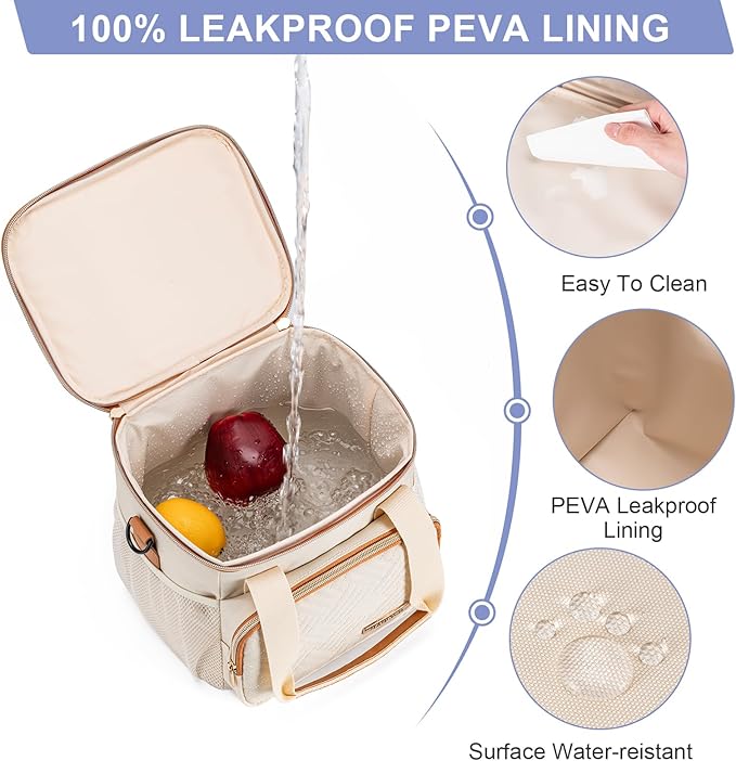 Breastmilk Cooler Bag with Ice Pack Fits 6 Baby Bottles up to 9 Ounce, Breast Milk Pump Cooler Bag for Nursing Mom Daycare, Work, Travel-Cream