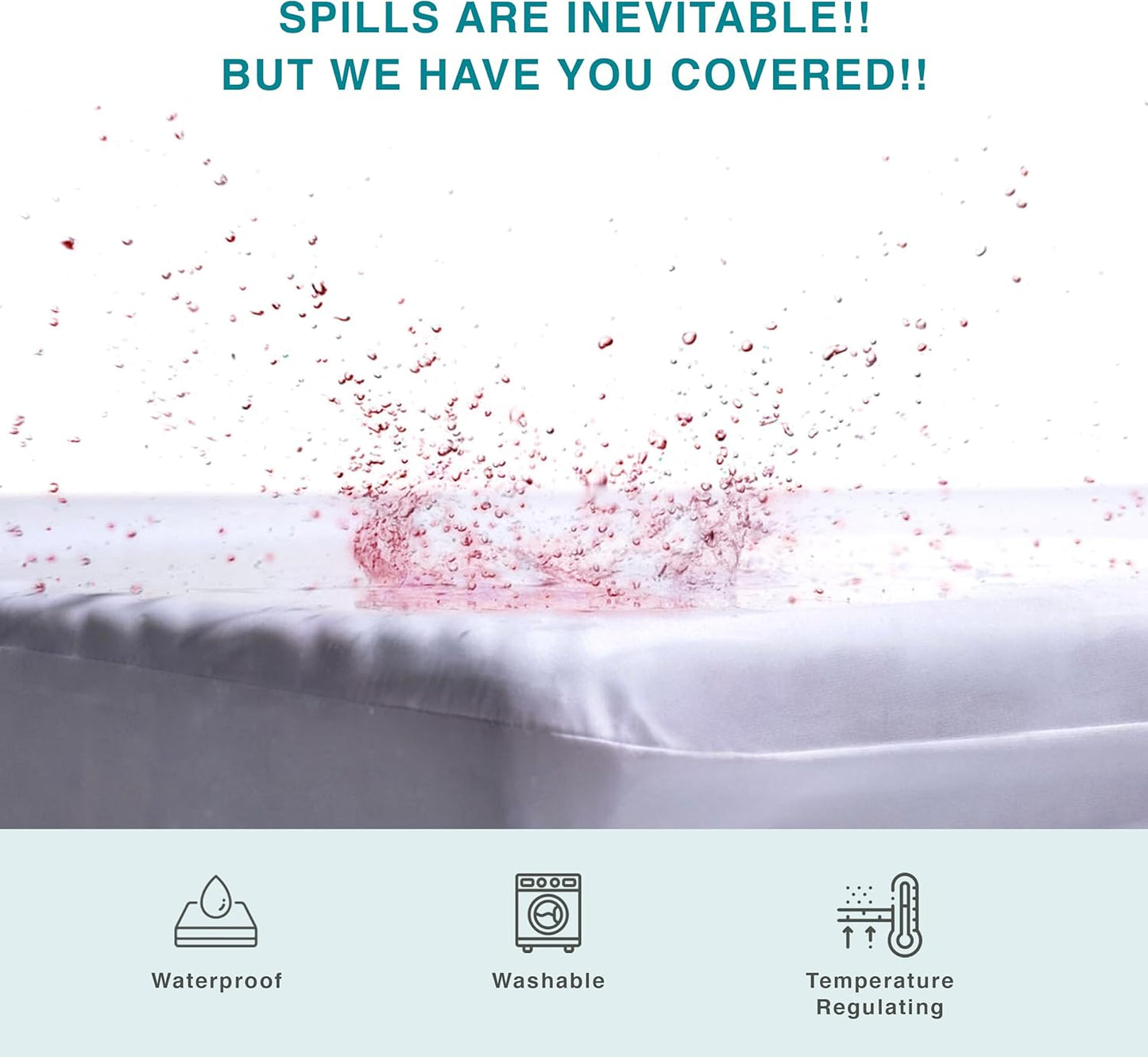 FABDREAMS Organic Waterproof Mattress Protector - Queen Size, Temperature Regulating, Breathable, White, Fits up to 17" Deep Pocket