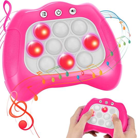 Fast Push Bubble Game, Light-up Pop Game Fidget Toys for Kids and Adults, Electronic Handheld Quick Push Bubble Game, Stress Relief Toys for 6 7 8 9+ Year Old Boys & Girls (Pink)