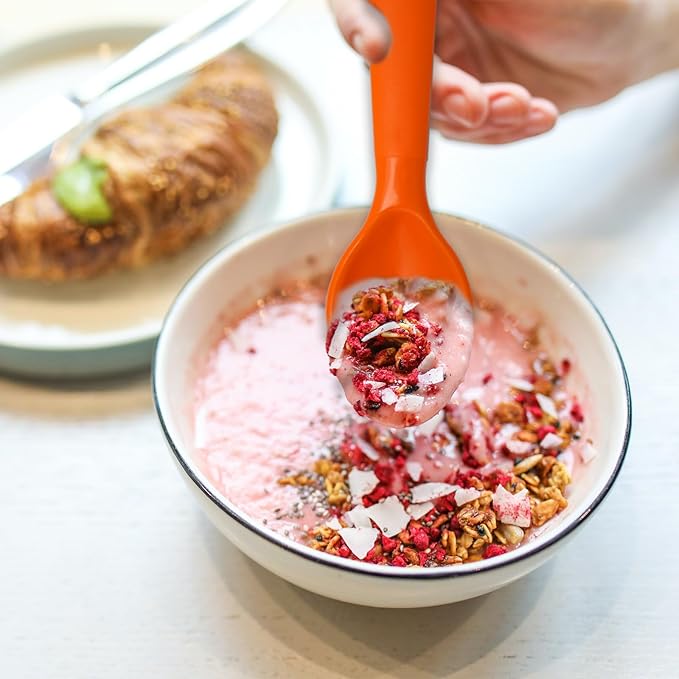 12 Pcs Kids Spoons and Forks Toddler Utensils Plastics Reusable Silverware Baby Cutlery Set Feeding Dinnerware Utensils BPA Free Microwave Dishwasher and Freezer Safe- Orange