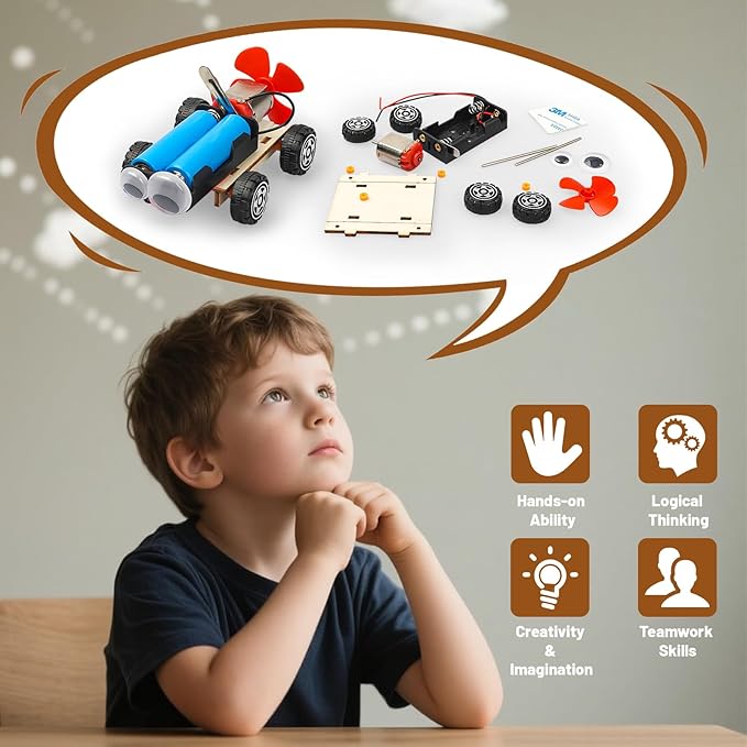 STEM Science Kits for Kids Age 8-12, 6 Set Wind-Powered Cars Science Experiments 6-8 8-10, Wood Building Crafts Kit for Boys Girls, School Classroom STEM Projects Toys Gifts for 6 7 8 9 10 12 Year Old