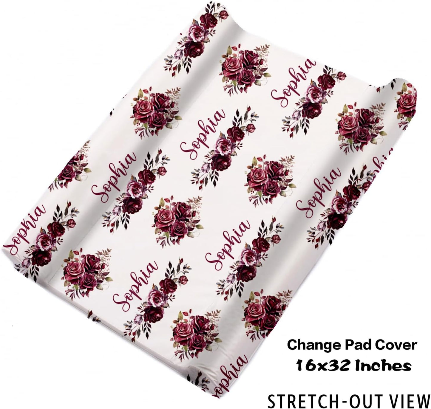 Personalized Baby Crib Bedding Set for Baby Girls, Rose Animal Pattern Custom Name 5-Pcs, Toddler Double Layer Blanket Fitted Sheets Changing Pad Cover Rug Wall Art Set