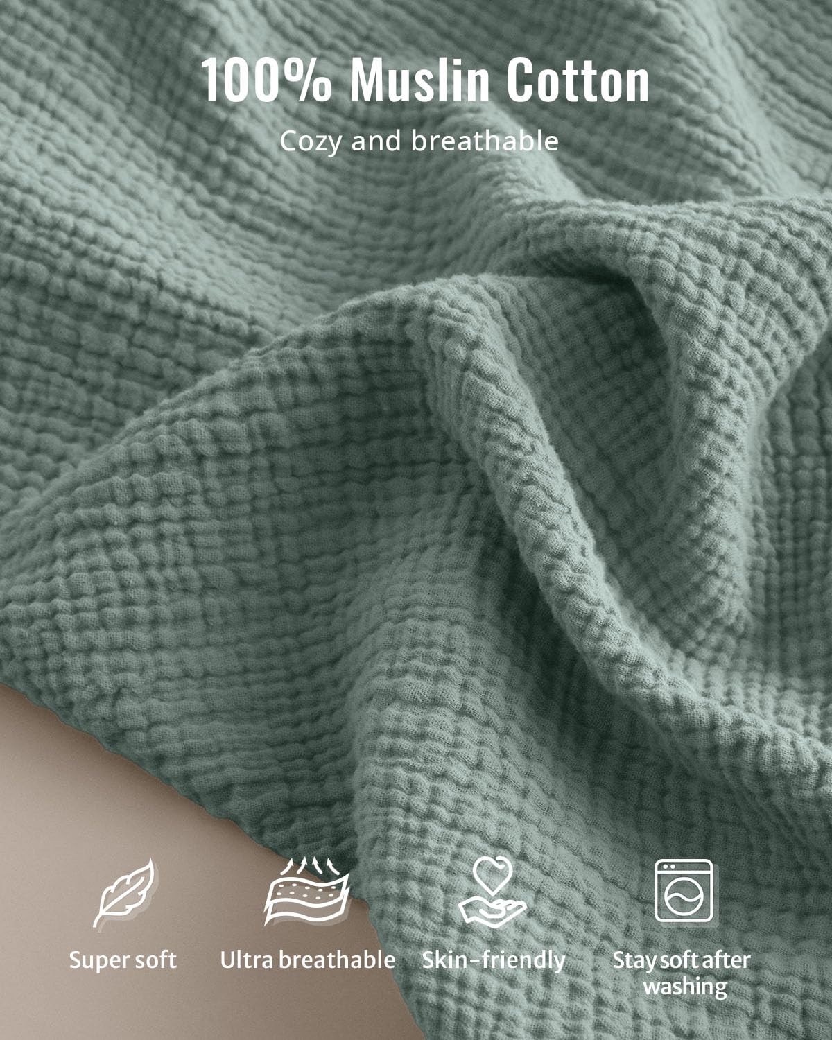 Blissful Diary Muslin Baby Changing Pad with Waterproof Lining Foam, Diaper Changing Table Pad with Cover for Dressers (Roman Green, Avocado)