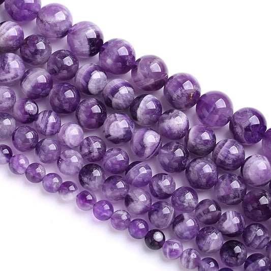 120PCS 6MM Purple Amethyst Dream Lace Beads Natural Quartz Crystal Stone Loose Beads for Jewelry Making DIY Bracelet Grade A+