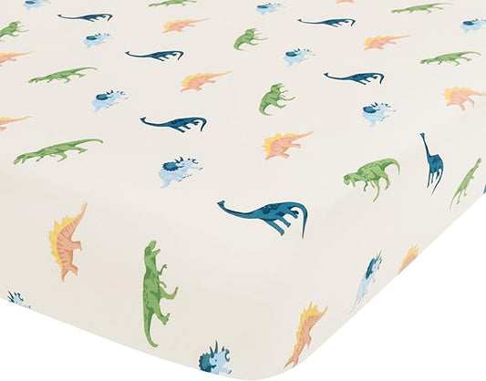 Kyte Baby Soft Crib Sheet - Standard Fitted Crib Sheet Made with Rayon from Bamboo, Ultra-Gentle and Breathable (Ecru Roar)
