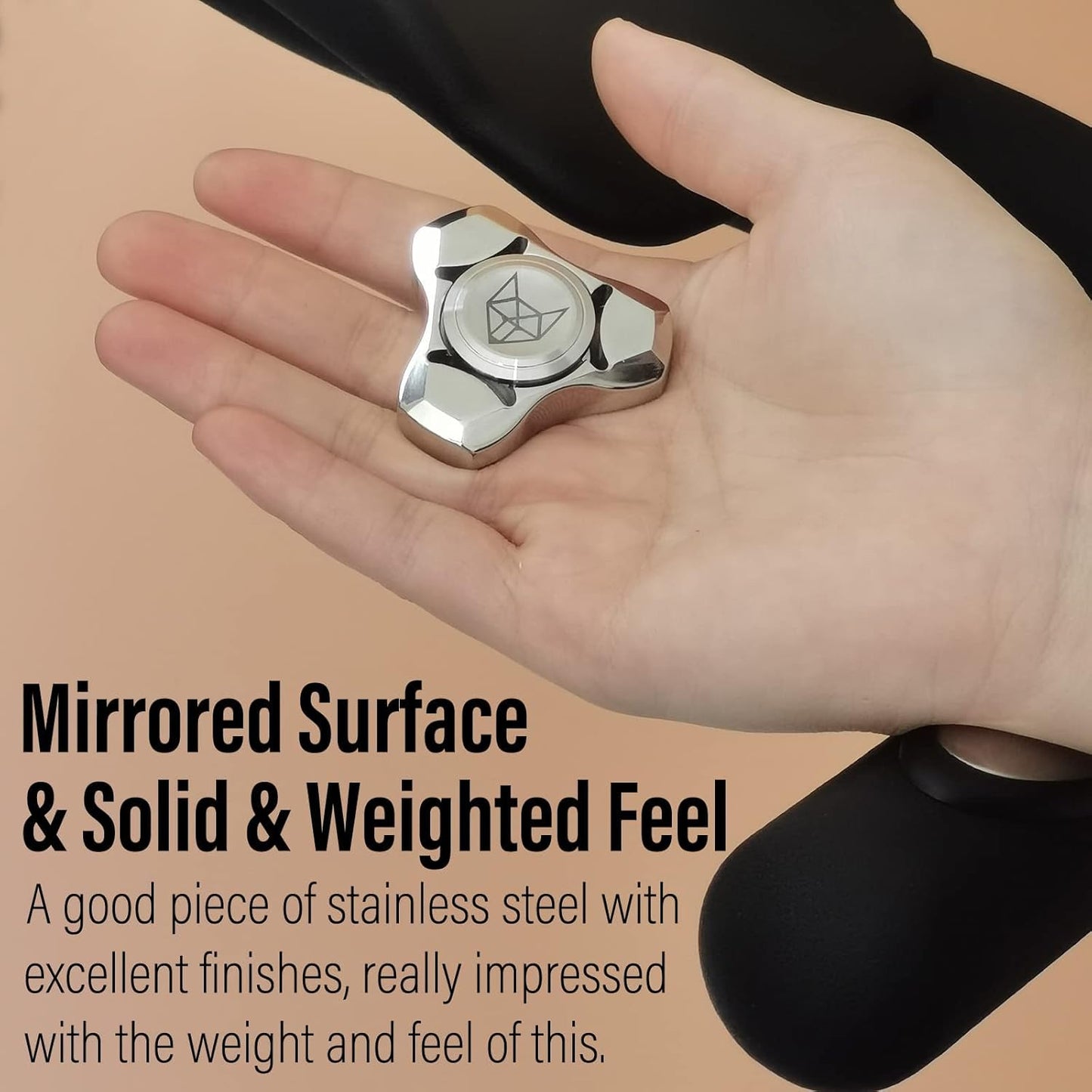 FREELOVE Metal Fidget Spinner for Adults, Stainless Steel Heavy Spinning Toys, Small Mini Fox Hand Gyro, Bearing Premium Long High Spin Fidget Block, Silver