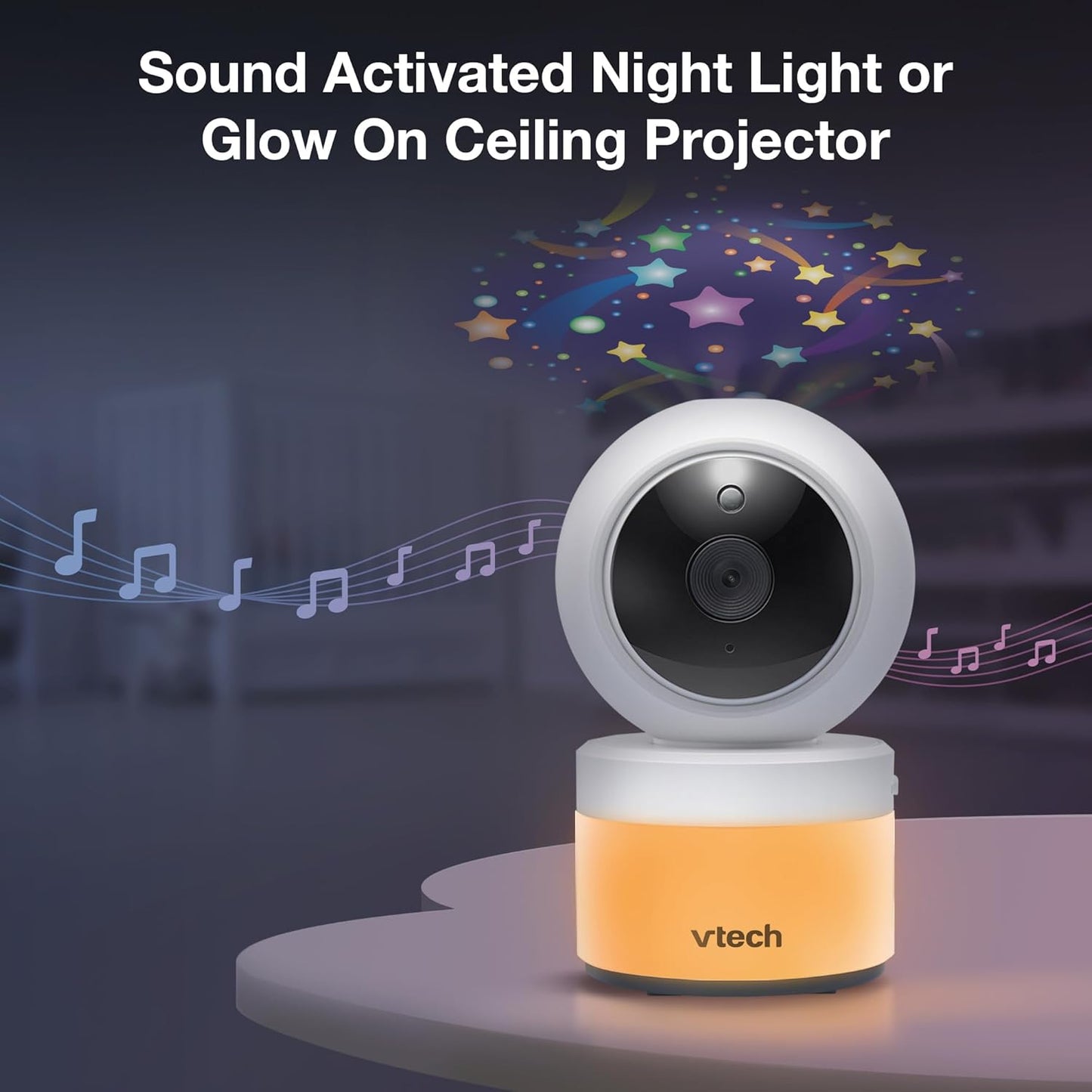 VTech VM5463-2 Baby Monitor 5" Screen with 2 Cameras, Pan-Tilt- Zoom, Night Light, Glow On The Ceiling Projector, Two-Way Talk, Secure Transmission No WiFi