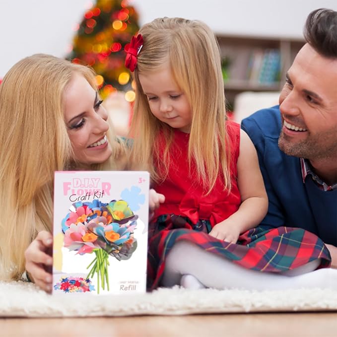 Autotechnx 182PCS DIY Fabric Flower Bouquet Refill Kit, Supplies to Create 28 Fabric Flowers, Refill Pack for Arts and Crafts Toy (Embossing Machine Not Included)