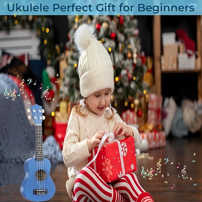 21 Inch Wooden Kids Toddler Child Children Acoustic Guitar Musical Instruments Ideal for 3-9 Year Old Boys Girls Gifts (Blue)