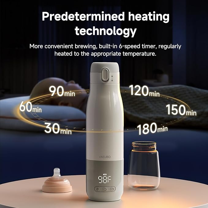 Portable Bottle Warmer, Nano Film Heating 12 oz,Reservation Function,Fast Charging,55WPower,9000mAhLarge Capacity Lithium Battery,Anti-Dry and Anti-Burn Baby Travel Warmer