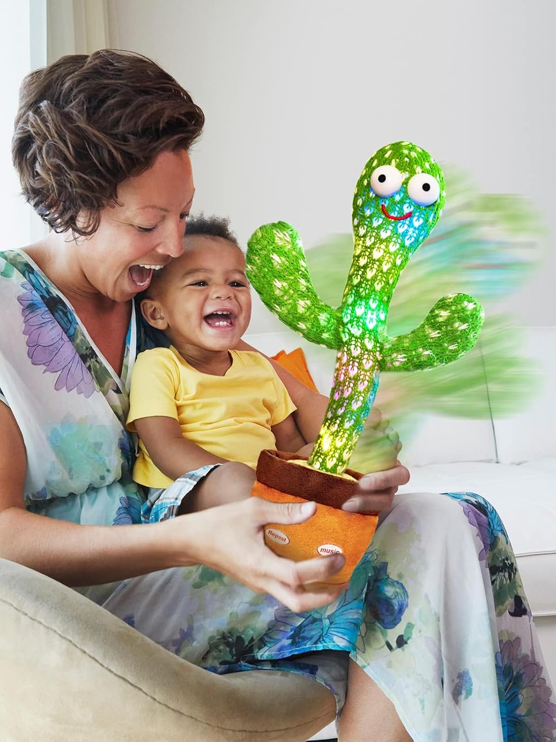 Cactus Baby Toy can be Adjusted Volume, Dancing Singing Musical Gift with LED Light. Baby Toy for Kids Talking Smart Toys, Talking Cactus Exquisite Yarn Bag Packaging