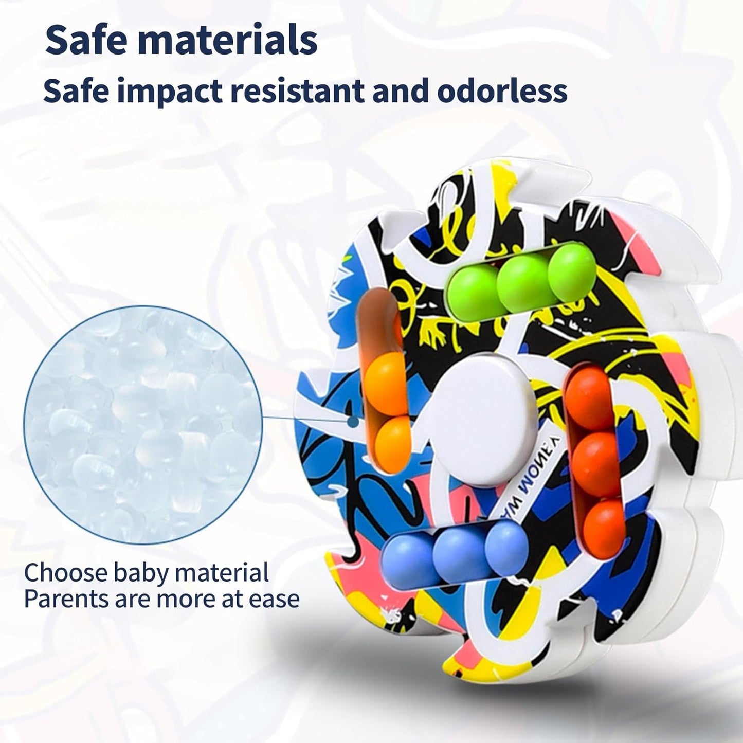 Graffiti Magic Bean Rotating Fidget Spinner Pad - Creative Finger Toy Jigsaw Puzzle Toy, Handheld Spinner Decompression Toy Magic Cube Ball Game, Gift for Kids Age 3 above Birthday Stocking Fillers