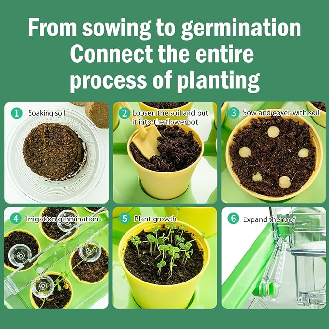 Kids Plant Growing Kit - Kids Greenhouse & Flower Growing Kit with Hydroponic Growing System, Thermometer,Wind Vane & Tools, Educational STEM Plant Growing Set