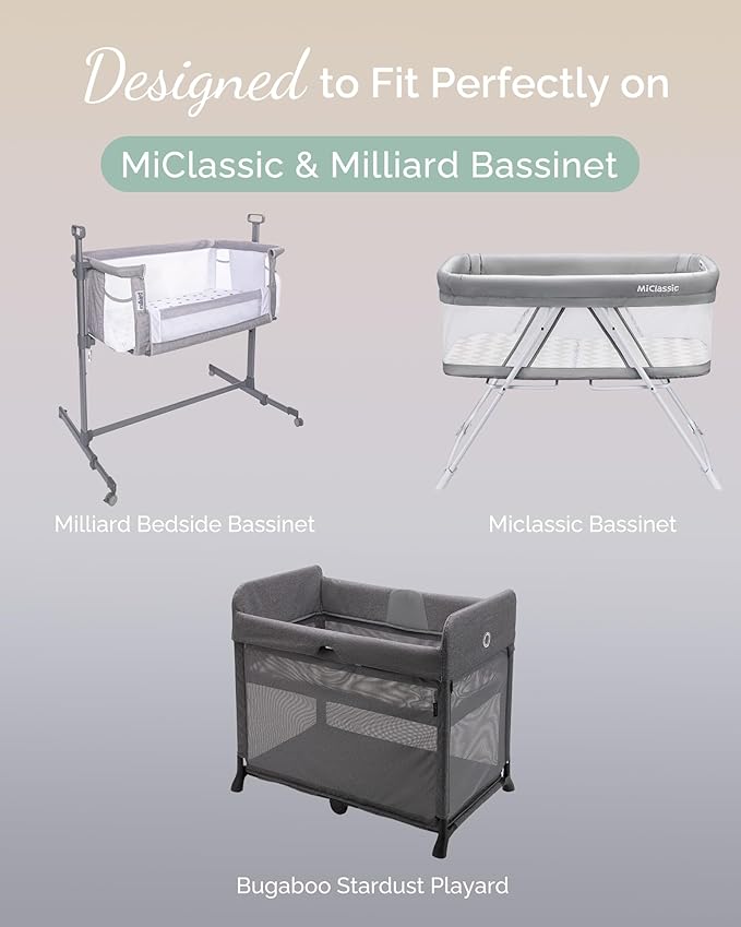 Bedside Sleeper Bassinet Sheets 35x20 for MiClassic, Milliard Bassinet and Large Bedside Sleepers - Buttery Soft, Premium Stretchy Jersey Knit Sheets - Navy + Grey + Cloud, 3 Pack