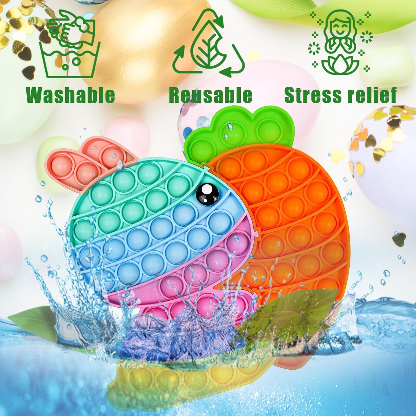 Bunny Carrot Pop Bubble Fidget Sensory Toys,Puzzle Popper Toy Pack,Great Gifts for Kids Boys and Girls 3 4 5 6 7 8 9 Year Old Birthday Party,Christmas,Stocking Easter Basket Stuffers(Rainbow)