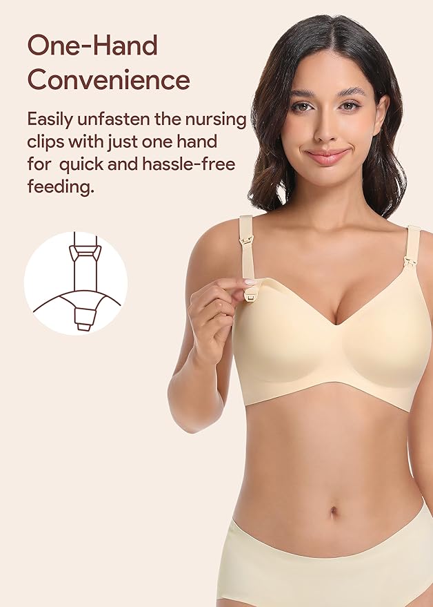 Maternity Nursing Bras Wireless Seamless Ultra-Soft Comfort for Breastfeeding Pregnancy Easy One-Handed Access Sleep Bra