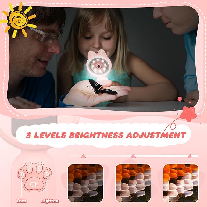 100X Handheld Microscope with 2" LCD Screen, Magnifying Glass for Kids with 8 LED Lights, Christmas Birthday Gifts for Children