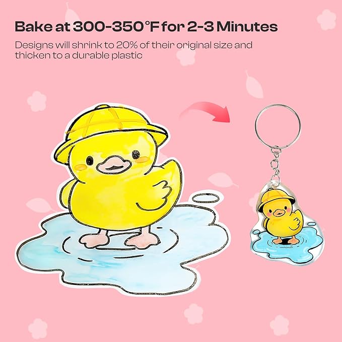 Auihiay 125PCS Shrink Dink Sheets Keychains Kit, 12PCS Shrinky Papers with Keychains and Open Jump Rings for DIY Shrinky Art Keychain Making, Halloween & Christmas Craft Decor