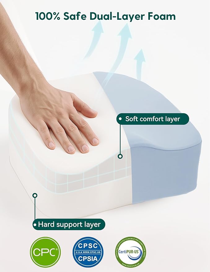 Babelio Ergo-Designed Booster Seat for Kitchen Chair, Promote Proper Upright Posture, Toddler Booster Seat for Dining Table, Removable & Washable Cover, Suitable for 18 Months to 5 Years, Blue