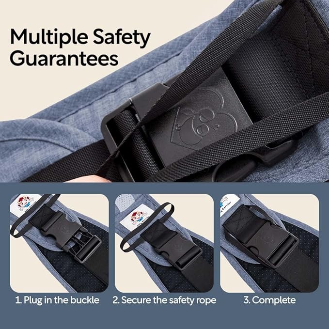 Baby Sling Carrier with Hip Seat - Breathable & Adjustable, Anti-Slip Design for Infants 0-36 Months, ASTM Certified, Ergonomic Hands-Free Carrier Carrying 8-35lbs (Blue)