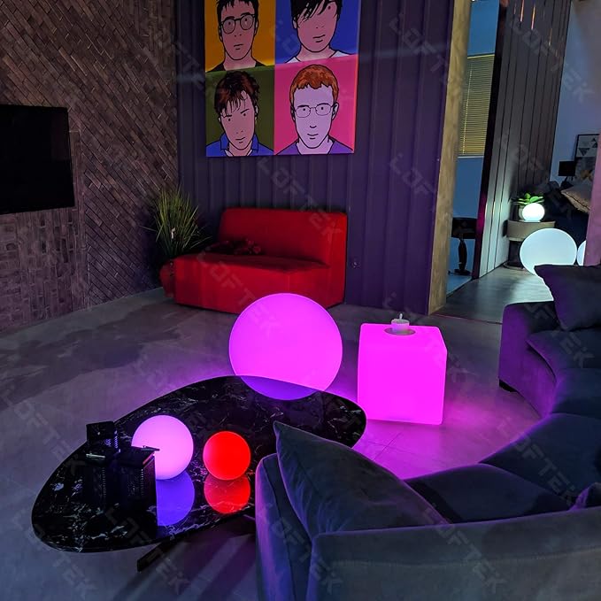 LOFTEK 20-inch LED Large Dimmable Light Ball: RGB 16 Color Changing Glow Ball with Remote Control, Waterproof Floating Pool Lights, Rechargeable for Nursery, Pool, Garden Decor